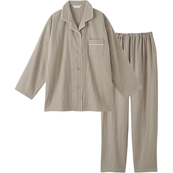 Amazon | [エネタン] 播州織 三重ガーゼ パジャマ 【クリーム色